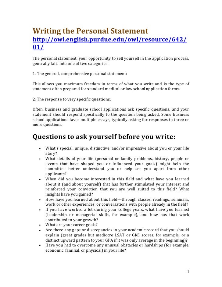 How to write an effective personal statement