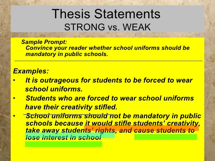 Thesis statement on no school uniforms