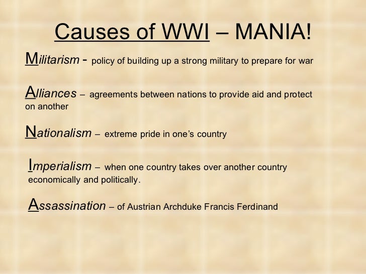 Cause And Effect Of Ww1 Chart