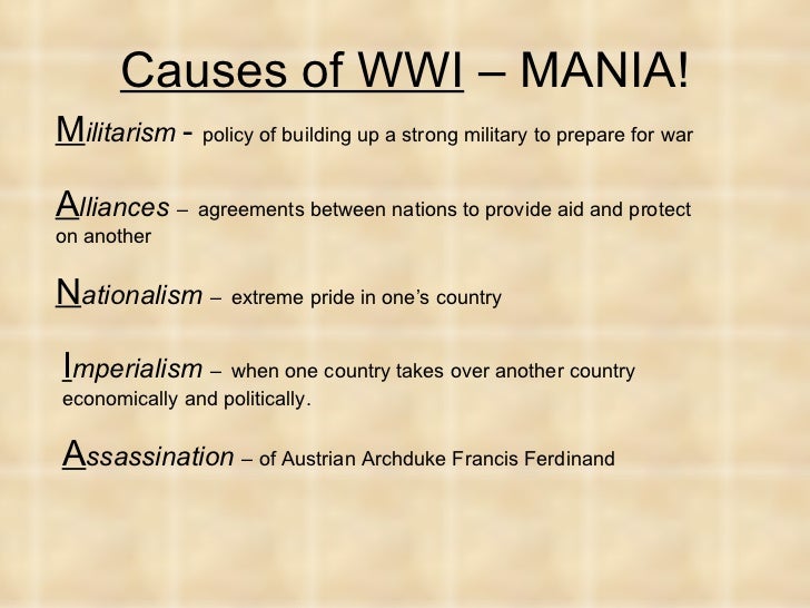 Causes Of Ww1 Chart