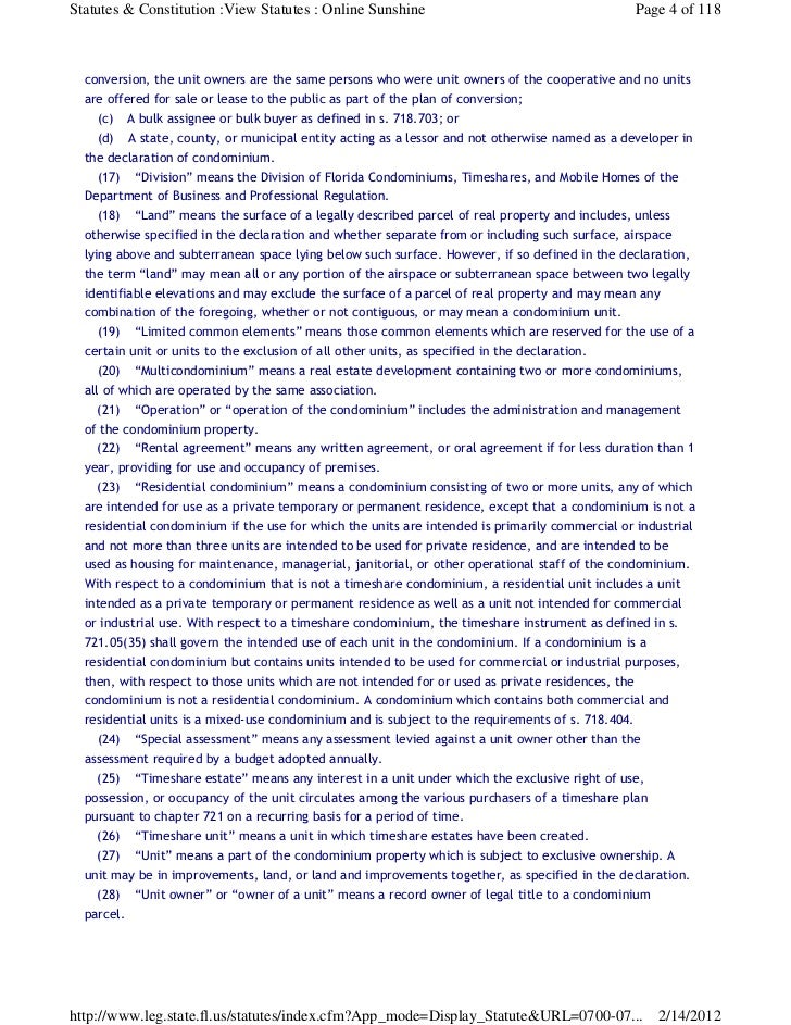 Florida Statute Chapter 718