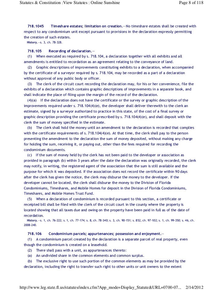 Florida Statute Chapter 718