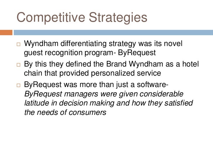 wyndham worldwide swot Wyndham worldwide's competitive profile, comparisons of quarterly results to its competitors, by sales, income, profitability, market share by products and services. wyndham worldwide swot Wyndham worldwide's competitive profile, comparisons of quarterly results to its competitors, by sales, income, profitability, market share by products and services.