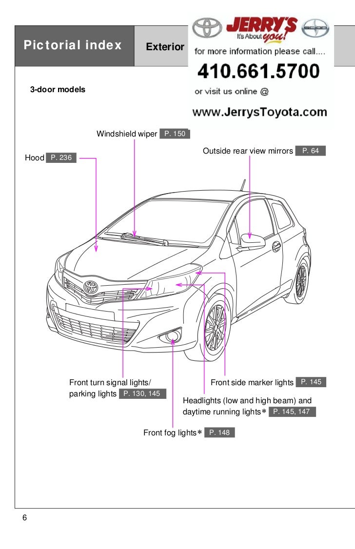 2012 Toyota Yaris Pictorial Index