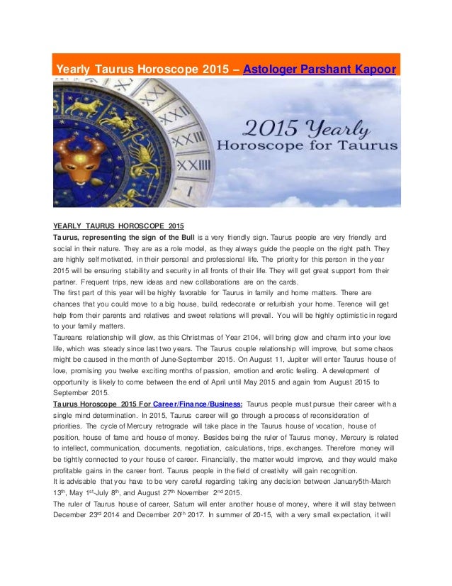 yearly taurus horoscope 2015 astrologer parshant kapoor yearly taurus horoscope 2015 astrologer parshant kapoor