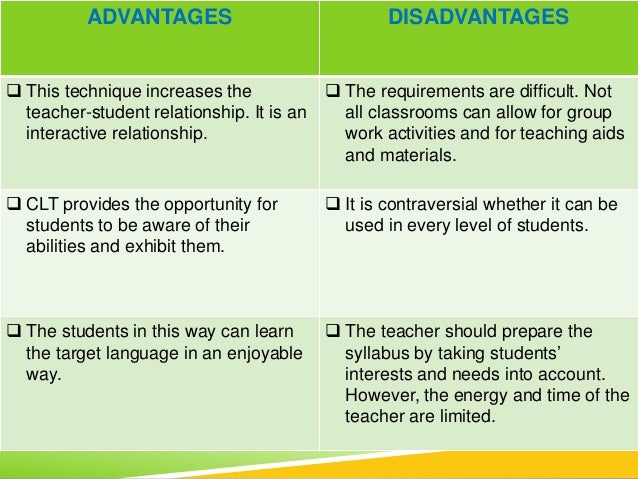 communicative language teaching advantages and disadvantages communicative language teaching advantages and disadvantages