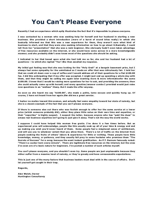 You Can't Please Everyone