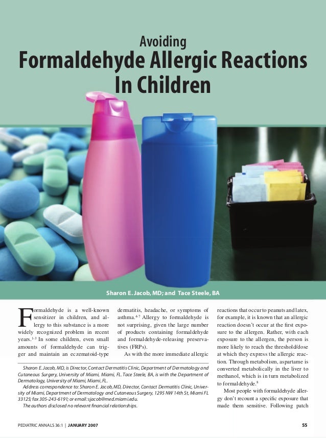 Avoiding Formaldehyde Allergic Reactions in Children