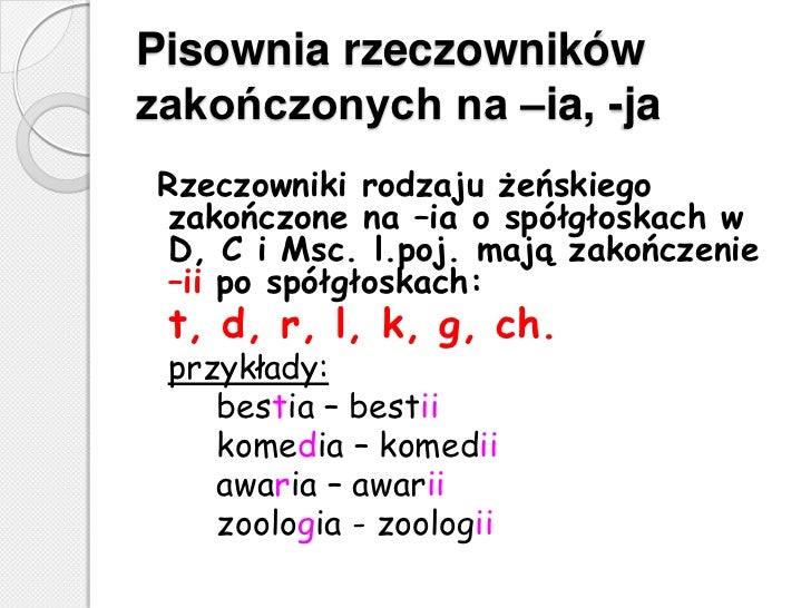 Pisownia I Ii Ji Na Końcu Wyrazu Zbiór wszystkich zasad w jednej prezentacji