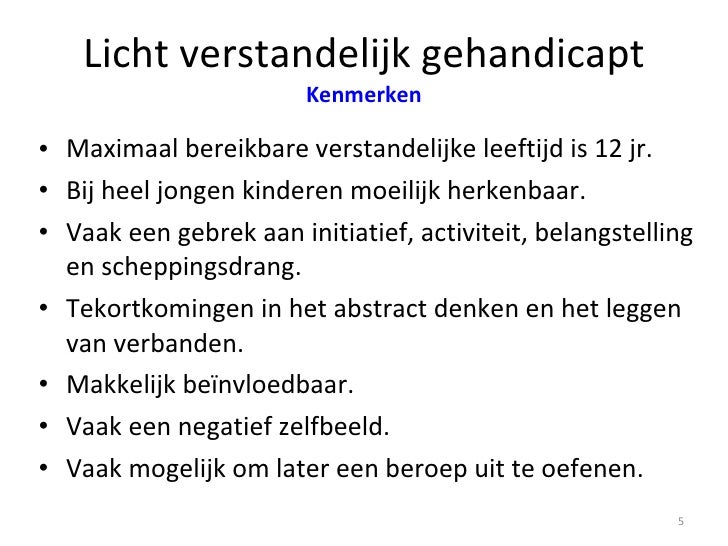 Ziektekunde Verstandelijke Beperking Les 1