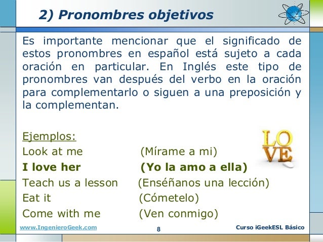 Oraciones Con Pronombres Personales En Ingles Y Espanol Ejemplos