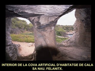 INTERIOR DE LA COVA ARTIFICIAL D’HABITATGE DE CALA 
SA NAU. FELANITX. 
 