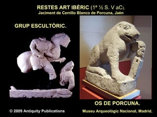 RESTES ART IBÈRIC (1ª ½ S. V aC). 
Jaciment de Cerrillo Blanco de Porcuna, Jaén 
OS DE PORCUNA. 
GRUP ESCULTÒRIC. 
© 2009 Antiquity Publications Museu Arqueològic Nacional, Madrid. 
 