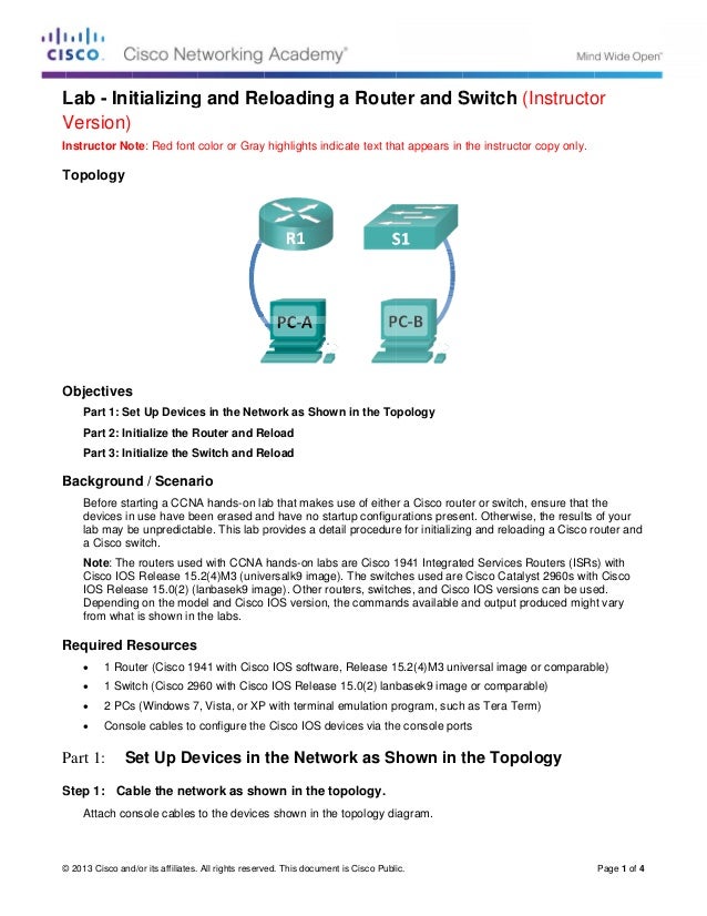 0 0 0 1 Lab Initializing And Reloading A Router And Switch Ilm