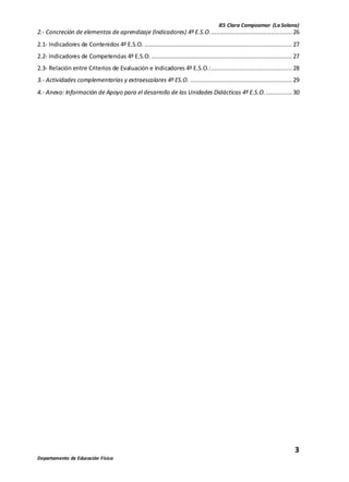 IES Clara Campoamor (La Solana)
3
Departamento de Educación Física
2.- Concreción de elementos de aprendizaje (Indicadores...