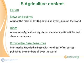 Keynote FAO: E-agriculture - Lessons learnt about ICT4D 