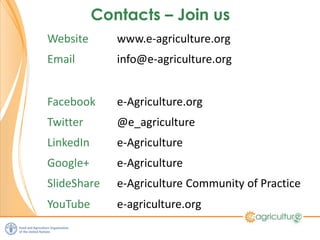 Keynote FAO: E-agriculture - Lessons learnt about ICT4D 