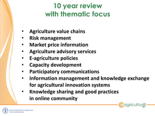 Keynote FAO: E-agriculture - Lessons learnt about ICT4D 