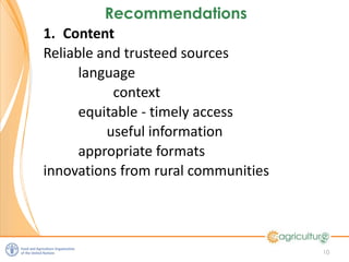 Keynote FAO: E-agriculture - Lessons learnt about ICT4D 