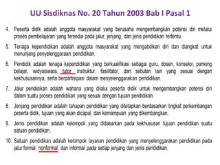 UU Sisdiknas No. 20 Tahun 2003 Bab I Pasal 1
 
