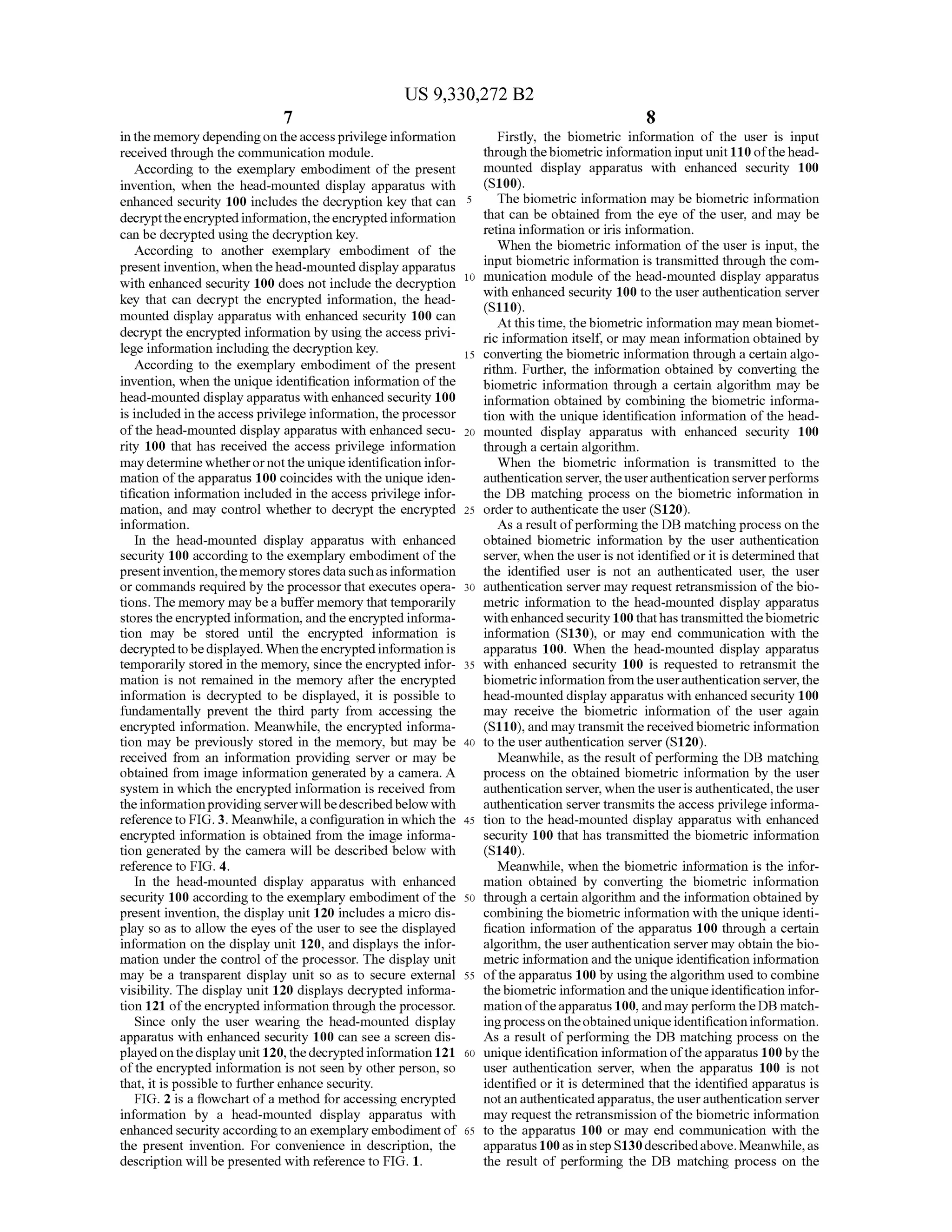 Head-mounted display apparatus with enhanced security and method for ...