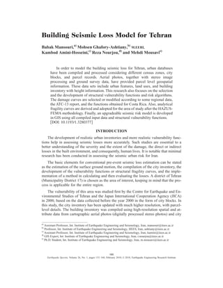 Building Seismic Loss Model for Tehran