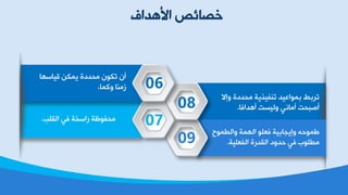 ‫خ٤٘ضخف‬ ‫سظدجض‬
09
08
‫ل١دؿٙد‬ ٓ‫٠ّى‬ ‫ِذضصش‬ ْٛ‫ظى‬ ْ‫ؤ‬
،‫ٚوّد‬ ‫ػِٕد‬
‫خٌمٍر‬ ٟ‫ف‬ ‫عخؿشص‬ ‫ِذفٛظص‬.
٨‫ٚب‬ ‫ِذضصش‬ ‫ظٕف١ظ٠ص‬ ‫زّٛخػ١ض‬ ‫ظغزؾ‬
‫ؤ٘ضخفد‬ ‫ٌٚ١ـط‬ ٟٔ‫ؤِد‬ ‫ؤطسذط‬.
‫ٚخٌـّٛح‬ ‫خٌّٙص‬ ٍٛ‫فؼ‬ ‫ٚب٠جدز١ص‬ ٗ‫ؿّٛد‬
‫خٌفؼٍ١ص‬ ‫خٌمضعش‬ ‫دضٚص‬ ٟ‫ف‬ ‫ِـٍٛذ‬.
06
07
 