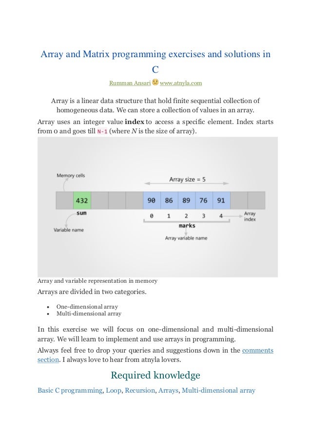 C Programming Exercises And Solutions