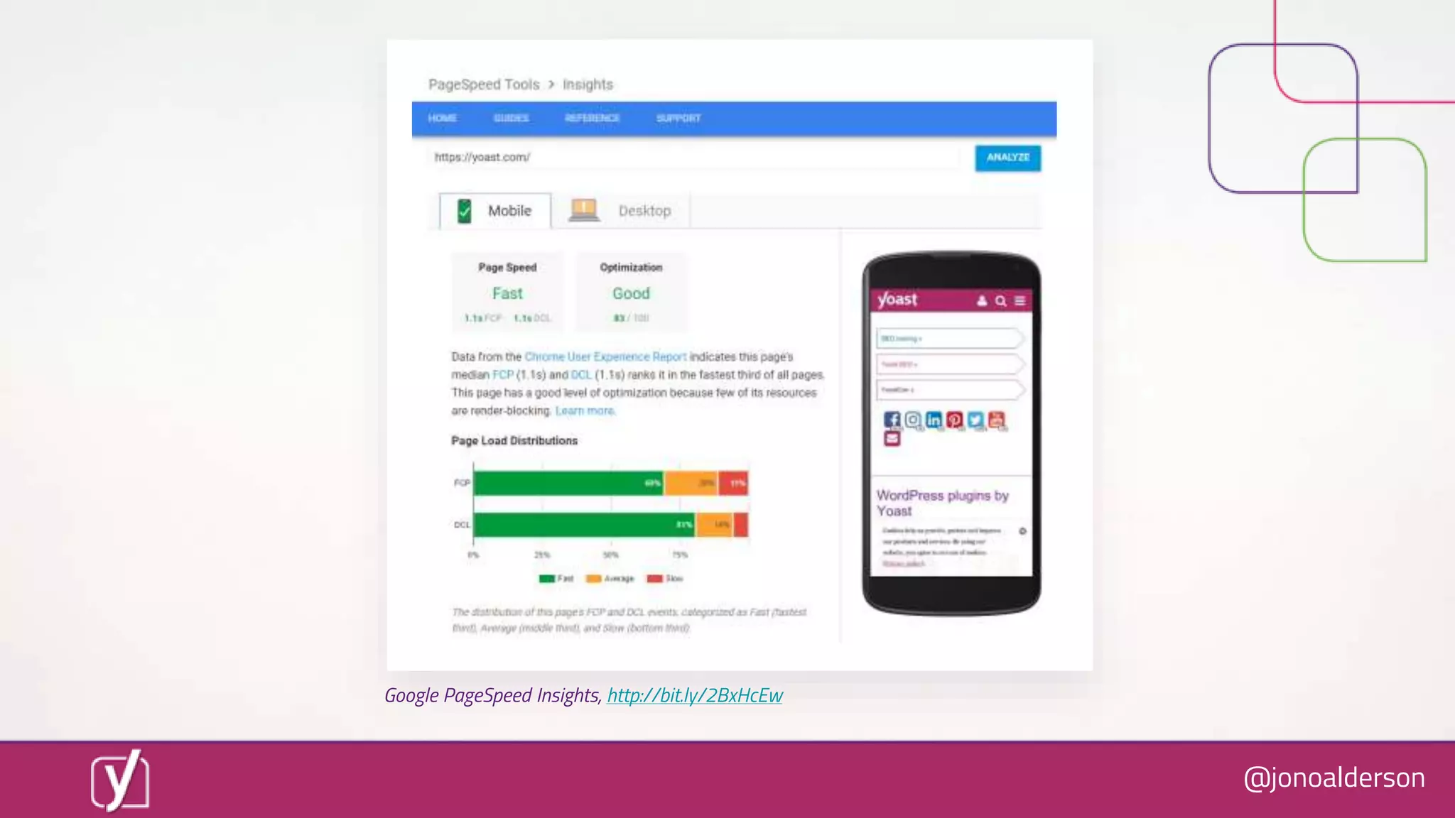 @jonoalderson
Google PageSpeed Insights, http://bit.ly/2BxHcEw
 
