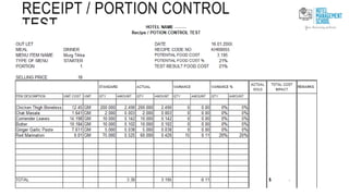 RECEIPT / PORTION CONTROL
TEST
 