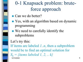 0-1 knapsack.ppt | Programming Languages | Computing
