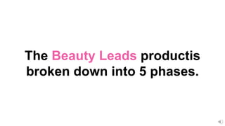 The Beauty Leads productis
broken down into 5 phases.
 