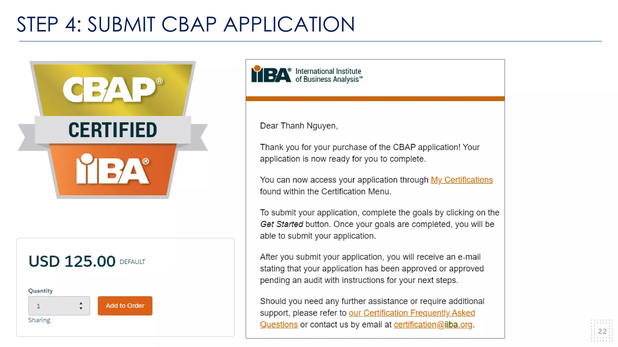 STEP 4: SUBMIT CBAP APPLICATION
22
 