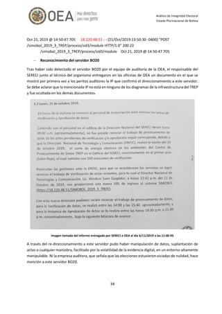 Análisis de Integridad Electoral
Estado Plurinacional de Bolivia
34
Oct 21, 2019 @ 14:50:47.705 18.220.48.51 - - [21/Oct/2...