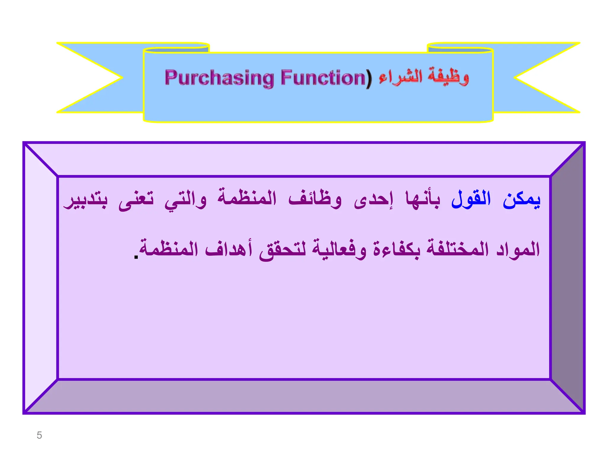 5
‫يمكن‬
‫القول‬
‫بأنها‬
‫إحدى‬
‫وظائف‬
‫المنظمة‬
‫والتي‬
‫تعنى‬
‫بتدبي‬
‫ر‬
‫المواد‬
‫المختلفة‬
‫بكفاءة‬
‫وفعالية‬
‫لتحقق‬
‫أهداف‬
‫المنظمة‬
.
 