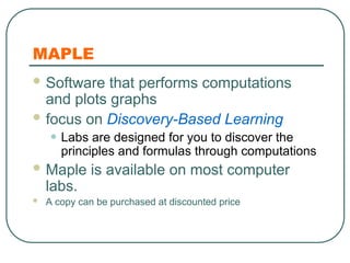 0.1 Introduction to Maple ikely refers to a presentation introducing ...