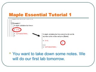 0.1 Introduction to Maple ikely refers to a presentation introducing ...