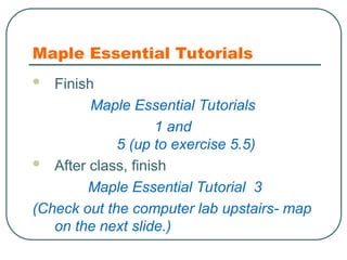 0.1 Introduction to Maple ikely refers to a presentation introducing ...