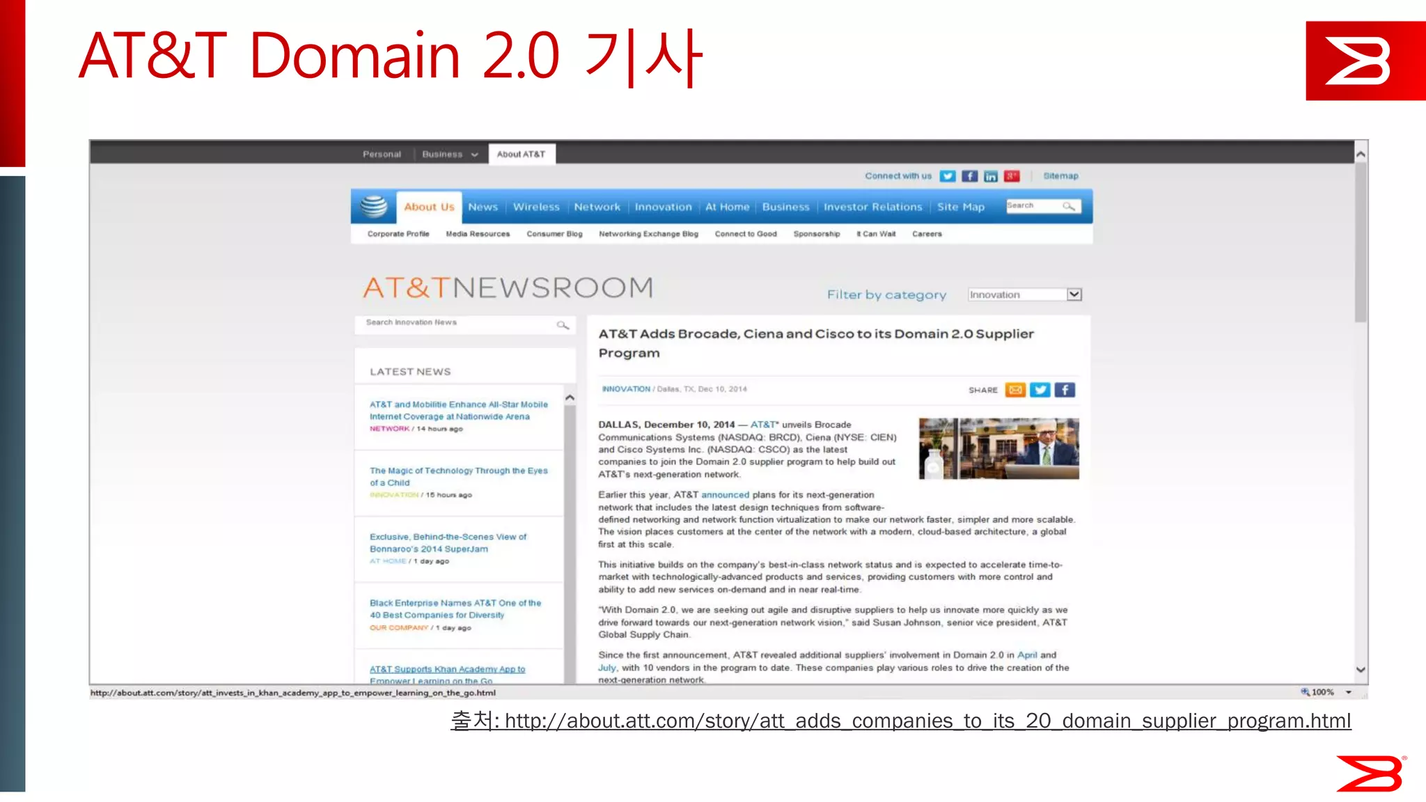 AT&T Domain 2.0 기사
출처: http://about.att.com/story/att_adds_companies_to_its_20_domain_supplier_program.html
 