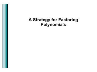 A Strategy for Factoring Polynomials 