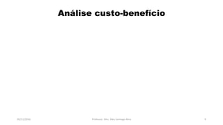05/11/2016 Professor: Msc. Alex Santiago Nina 9
Análise custo-benefício
 