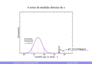 Inexactas,
             imprecisas
              x  37  3


                                   xverd  47.2315798421...



Química (1S, Grado Biología) UAM        Cálculos básicos      7
 
