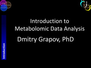 Introduction

Introduction to
Metabolomic Data Analysis

Dmitry Grapov, PhD

 