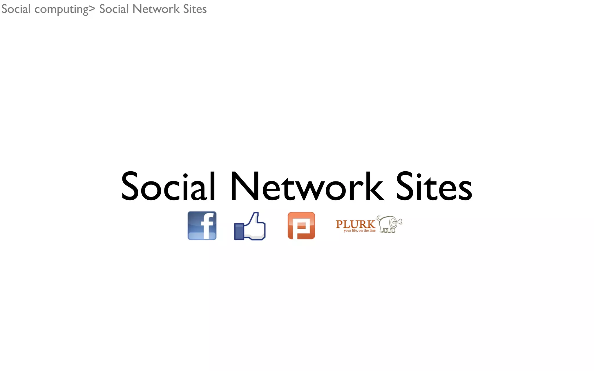 Social Network Sites Social computing> Social Network Sites 