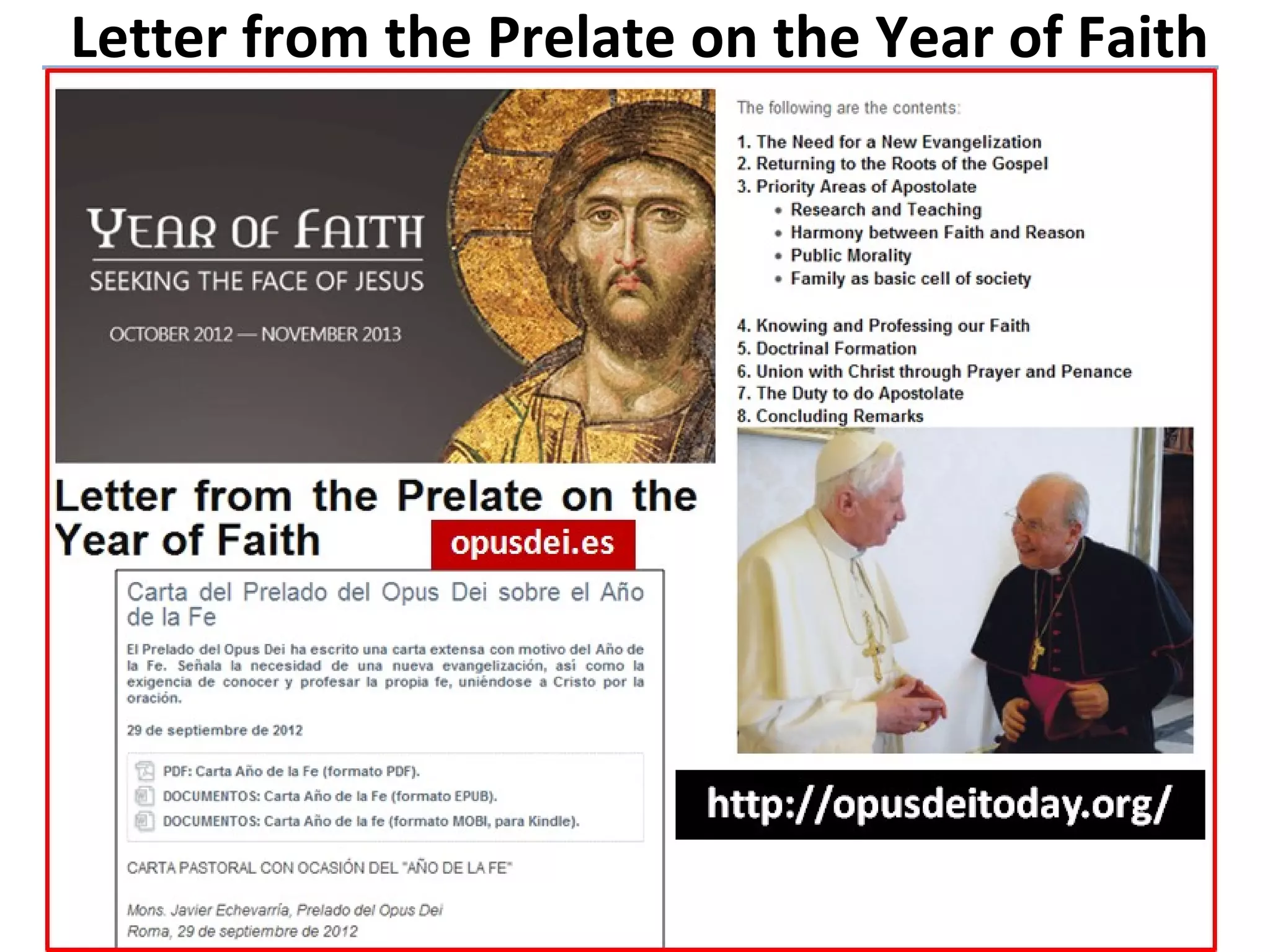 Prelate Letter Year of Faith PPT