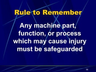 56
Any machine part,
function, or process
which may cause injury
must be safeguarded
Rule to Remember
 