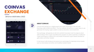 ABOUT COINVAS
Coinvas will operate as a digital asset and crypto exchange in the UAE with
licensing under ADGM and DMCC. T...