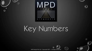 MPD Designs Pte Ltd - Copyright 2017 – All Rights Reserved
Key Numbers
 