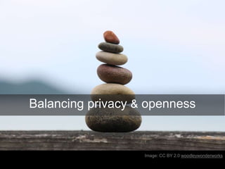 Balancing privacy & openness
Image: CC BY 2.0 woodleywonderworks
 