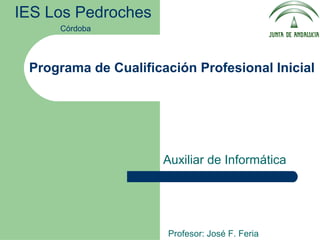 Programa de Cualificación Profesional Inicial
Auxiliar de Informática
IES Los Pedroches
Córdoba
Profesor: José F. Feria
 